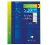 Clairefontaine Feuillets mobiles perforés 13511C 4 couleurs 17x22 cm 200 pages grands carreaux