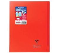 CLAIREFONTAINE Koverbook Cahier piqure 96 pages avec rabats - 240 x 320 mm - 5 x 5 papier PEFC 90 g - Rouge G