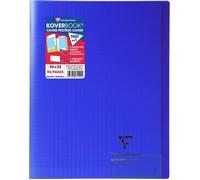 Cahier piqué polypro Koverbook 24x32cm 96 pages grands carreaux Seyes bleu marine transparent CLAIREFONTAINE