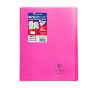 Clairefontaine Cahier agrafé Koverbook 981408C - 24x32 cm, 96p grands carreaux, 90 g - Rose polypro