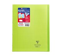 Clairefontaine 981403C Un Cahier Agrafé Koverbook Vert - 24x32 cm - 96 Pages Grands Carreaux - Papier Blanc 90 g - Couverture Polypro