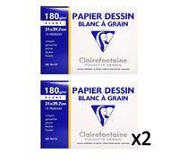 Clairefontaine Lot de 2 Pochette Papier à dessin A4 12 feuilles Blanc