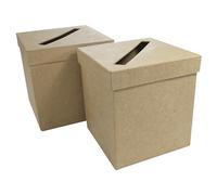 Décopatch Urnes carrées EV013O – Lot de 2 gigognes 18x18x18 & 19x19x19 cm – Papier brun mâché