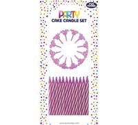 Eurowrap 12630-PC - Un Lot De 24 Bougies D'Anniversaire + 12 Porte-Bougies - Couleur : Rose - Bougies D'anniversaire, Anniversaire, Happy Birthday