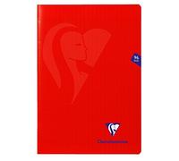 Clairefontaine 333161C Un Cahier Agrafé Mimesys Rouge - A4 21x29,7 cm - 96 Pages Grands Carreaux - Papier Blanc 90 g - Couverture Polypro