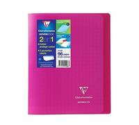 CLAIREFONTAINE - Cahier piqûre KOVERBOOK - 17 x 22 - 96 pages Seyès - Couverture Polypro translucide - Couleur rose