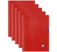 Clairefontaine Lot De 5 Cahiers Piqué Mimesys 24x32cm 48 Pages Petits Carreaux Couverture Pp Rouge