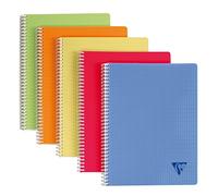 Clairefontaine 328126C Collection Linicolor Fresh Un Cahier à Spirale - A4 21x29,7 cm - 180 Pages Petits Carreaux - Papier Blanc 90 g - Couverture Polypro Transparent - Couleur Aléatoire