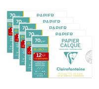 Clairefontaine Lot De 5 Pochettes Papier Calque 21x29.7cm 70g 12 + 3 Gratuites