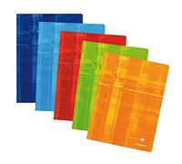 CLAIREFONTAINE Lot de 6 Cahiers piqûre 24 x 32 cm 120 pages Seyès grands carreaux Coloris aléatoire