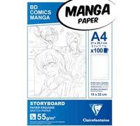 Clairefontaine Paquet de papier Documents pour illustrer manga blanc avec cadre 55 g/m² 100 pcs A4