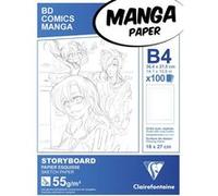Clairefontaine Bloc dessin Manga et Storyboard B4 27,5 x 37,4 cm 100 feuilles 55 g Papier imprimé
