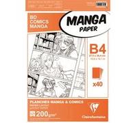 Clairefontaine 94049C Étui Manga et Multi-techniques - 40 Feuilles Papier Dessin Blanc Extra Lisse B4 27,5x37,4 cm 200g - Papier Uni - Idéal pour le Dessin au Feutre à Alcool