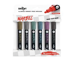 CLAIREFONTAINE Marbel Set De 6 Marqueurs Universel Pointe Ronde Médium 4mm Assortiment Metallique