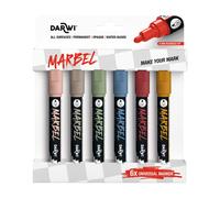 Clairefontaine Marbel Set de 6 Marqueurs Universel Pointe Ronde Médium 4mm Assortiment Naturel