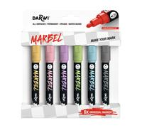 CLAIREFONTAINE Marbel Set De 6 Marqueurs Universel Pointe Ronde Médium 4mm Assortiment Pastel