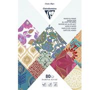 Clairefontaine - Maxi-Bloc de 80 Feuilles de Papiers Artisanaux Format A4 21x29,7cm - Loisirs Créatifs - Carterie Créative, Scrapbooking et Décoration - Motifs Assortis - 95218C