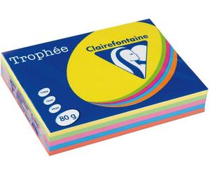 Clairefontaine Multipack intense jaune/vert/orange/rose A4 Papier couleur 80 g/m² (5x100 feuilles)