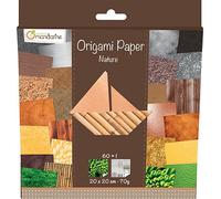 Avenue Mandarine Feuilles Origami 52503MD – 60 feuilles 20x20 cm 70 g, stickers 'Yeux' – NATURE