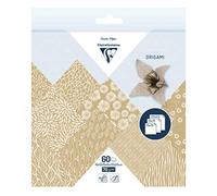 Clairefontaine 95355C - 60 Feuilles de Papier Origami 70g, 3 Formats : 10x10cm, 15x15cm, 20x20cm, 10 Motifs Colorés Assortis (2 Feuilles par Format), Loisirs Créatifs Adultes et Enfants, Kraft Floral