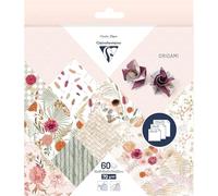 Clairefontaine 95371C - 60 Feuilles de Papier Origami 70g/m², 3 Formats : 10x10cm, 15x15cm, 20x20cm, 10 Motifs Colorés Assortis (2 Feuilles par Format), Loisirs Créatifs Adultes, Fleurs Séchées