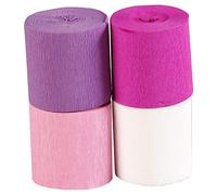 Clairefontaine Paquet de 4 Bandes de Papier Crépon Ignifugé-Non-Inflammable-Format (l) 5cm x (L) 10m-Loisirs Créatifs Adultes et Enfants-Décoration DIY-Assortiment Rose-4 Couleurs, 5cmx10m