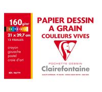Clairefontaine Poch.Dessin Coul. Vives A4 12f 160g