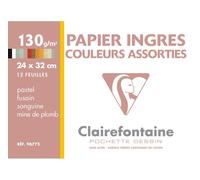 Clairefontaine Poch. Dessin Ingres 24x32 12f 130g Ass
