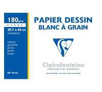 Clairefontaine Pochette dessin scolaire 96185C – 10 feuilles A3 papier dessin blanc à grain 180 g