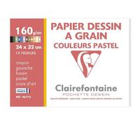 CLAIREFONTAINE - Pochette dessin - Papier à grain P.E.F.C - 24 x 32 - 12 feuilles - 160G - Pastel