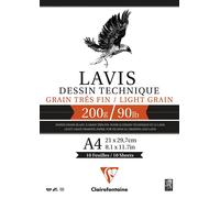 Clairefontaine Pqt De 10 Feuilles Dessin Lavis Technique 200g 50x65 Cm Grain Fin