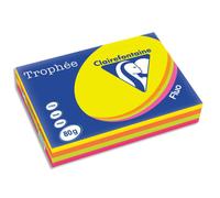 CLAIREFONTAINE Ramette 4x125F papier couleur Trophée 80g A3 assortis fluo Rose,Jaune,vert,Orange