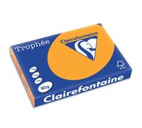 CLAIREFONTAINE Ramette de 500 feuilles papier couleur TROPHEE 80 grammes format A3 clementine 1880