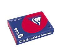 Clairefontaine - Réf. 1782C - 2500 feuilles de papier couleur au format A4 - Trophée 80 g/m² - Carton contenant 5 ramettes de 500 feuilles - Couleur rouge groseille