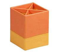 RHODIA 318914C - Pot à Crayons Tangerine - 8 x 8 x 11 cm - Piqûres Sellier Orange - Extérieur Simili Cuir - Collection Home Office rama - Organisation de Bureau & Rangement Design