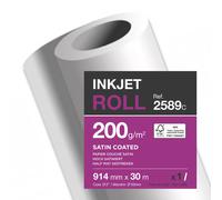 Clairefontaine Rouleau de papier blanc Couché Satin pour traceur jet d'encre ref 2589c - Format 914 mm x 30m - 200g - Mandrin de 50 mm