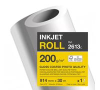 Clairefontaine Rouleau de papier blanc Glacé pour traceur jet d'encre ref 2613c - Format 914 mm x 30m - 200g - Mandrin de 50 mm
