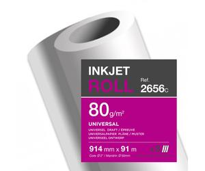 Clairefontaine Rouleau de papier blanc non couché 2656C pour traceur jet d'encre - Format 0,914 x 91m - 80g - Mandrin de 5 cm - Lot de 3