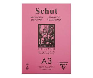 Clairefontaine SCH11813C - Un bloc encollé de papier dessin Petit grain blanc naturel 70 feuilles 29,7x42 cm 180g (grain moyen fin)