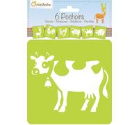 Clairefontaine Set de 6 pochoirs enfants, Animaux de la ferme