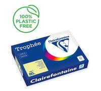 Clairefontaine Trophée - 107 micromètres - jonquille - A4 (210 x 297 mm) - 80 g/m² - 500 feuille(s) zéro plastique - papier teinté G