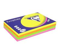 Lot de 2 - CLAIREFONTAINE Ramette 4x125F papier couleur Trophée 80g A3 assortis fluo Rose,Jaune,vert,Orange
