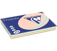 Clairefontaine Trophée Ramette 5x100F papier couleur 80g A3 Pastel Rose/Canari /Vert/Bleu/saumon