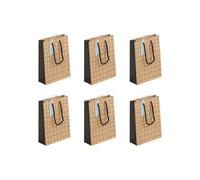 Eurowrap 28794-0Cpack - Un lot de 6 Sacs Cadeaux Kraft- Format Pocket- Dimensions : 17x6x22 cm - 210g - Motif : Géométriques noirs Sur Fond Kraft - Idéal pour : Livre De Poche, Boite De Jeu