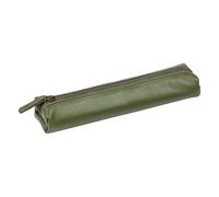 Clairefontaine Une Mini Trousse en Cuir Kaki 19x4x2,5 cm - Véritable Cuir d'Agneau - Cuir Lisse Kaki - Collection Flying Spirit - Réf. 107511C