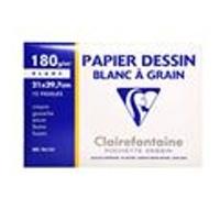 Clairefontaine Pochette dessin scolaire 96155C - 12 feuilles papier blanc à grain A4 180 g