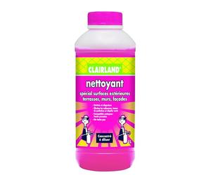 CLAIRLAND Bidon Nettoyant spécial surfaces extérieures Terrasses, Murs, Concentré, Dose d’emploi : 1L/50m², 1 L, CLAIRDETER10, Vert | Elimine les salissures, traces de pollution et dépôts verts. Dissout tous type de taches : animales, végétales, minérales.