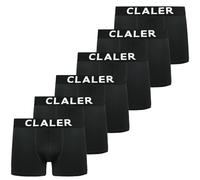 CLALER Caleçon Boxer Homme (Lot de 6) Coton sous vêtement Respirant Fitted Trunk Caleçons Ultra Doux Confortable sans Couture (6 X Noir, S)