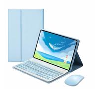 CLALOC Etui Clavier pour Honor Pad 9 12.1Inch Tablet with Mouse,(Deutsches Layout QWERTY) Detachable Wireless Bluetooth Keyboard, Ultra-Thin Soft TPU Back Cover,Bleu