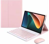 CLALOC Etui Clavier pour Honor Pad 9 12.1Inch Tablet with Mouse,(Deutsches Layout QWERTY) Detachable Wireless Bluetooth Keyboard, Ultra-Thin Soft TPU Back Cover,Rose